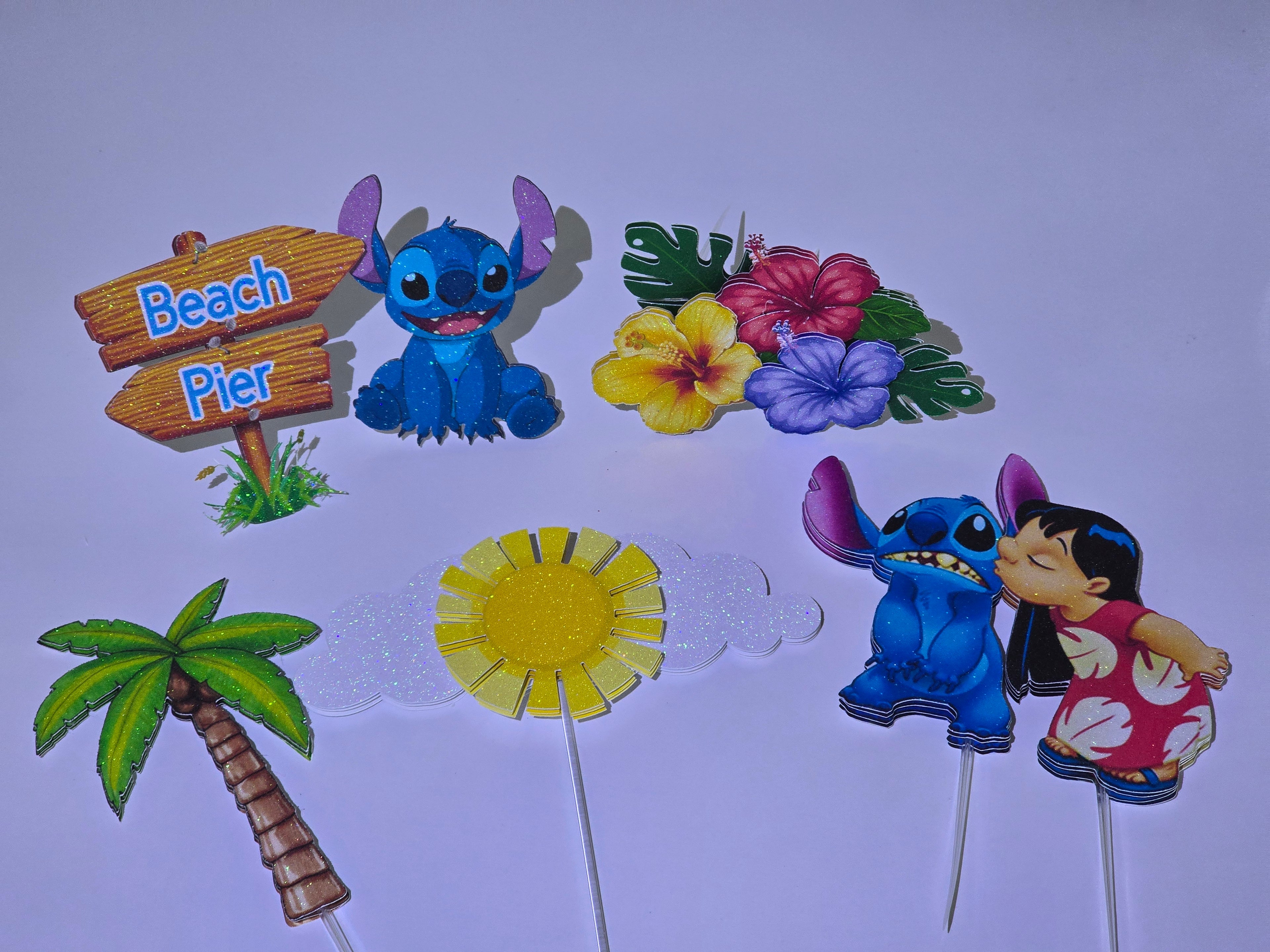Personalized 3D Glitter Stitch & beach Cake Topper – Custom Name & Age
