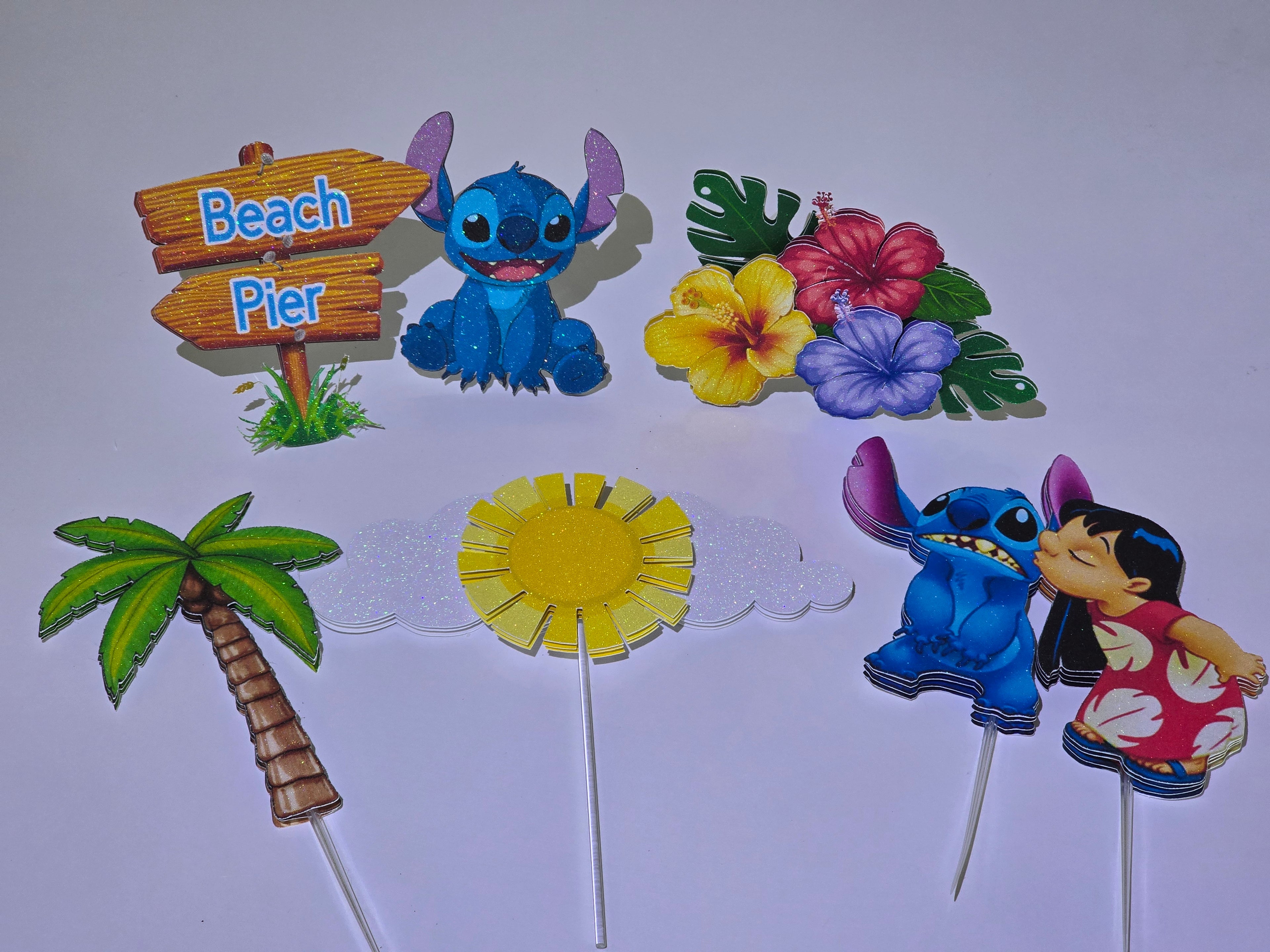 Personalized 3D Glitter Stitch & beach Cake Topper – Custom Name & Age