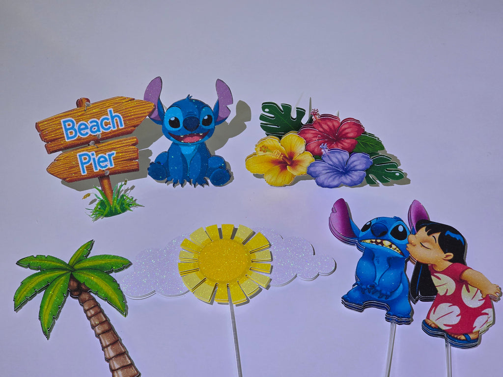 Personalized 3D Glitter Stitch & beach Cake Topper – Custom Name & Age