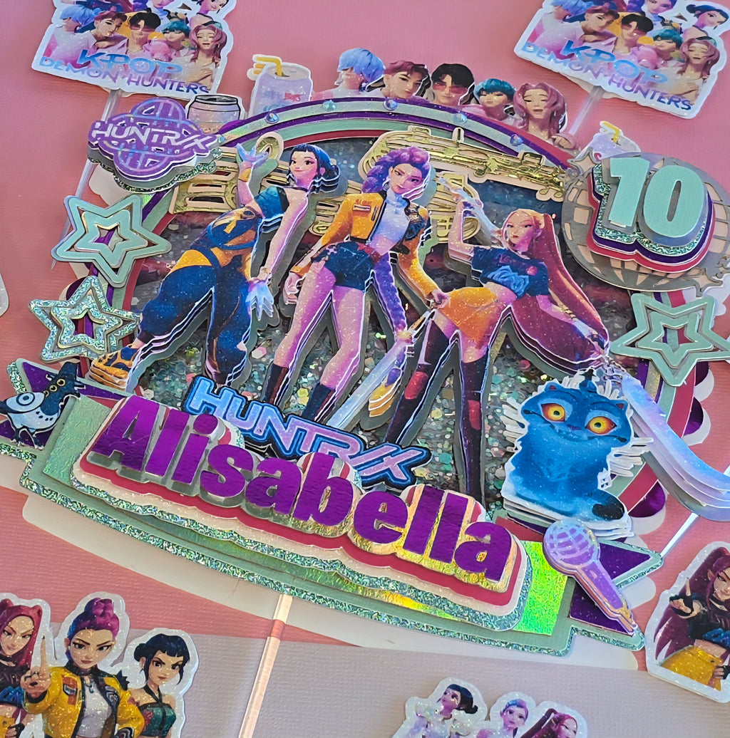 Personalized 3D Glitter Cake Topper k pop