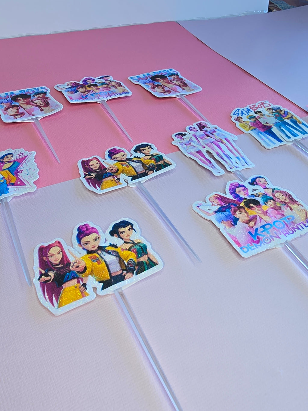 12-24 Pcs Glitter Cupcake Toppers. 12 Design k pop Cupcake Toppers. Food Decoration, Picks for Party Supplies