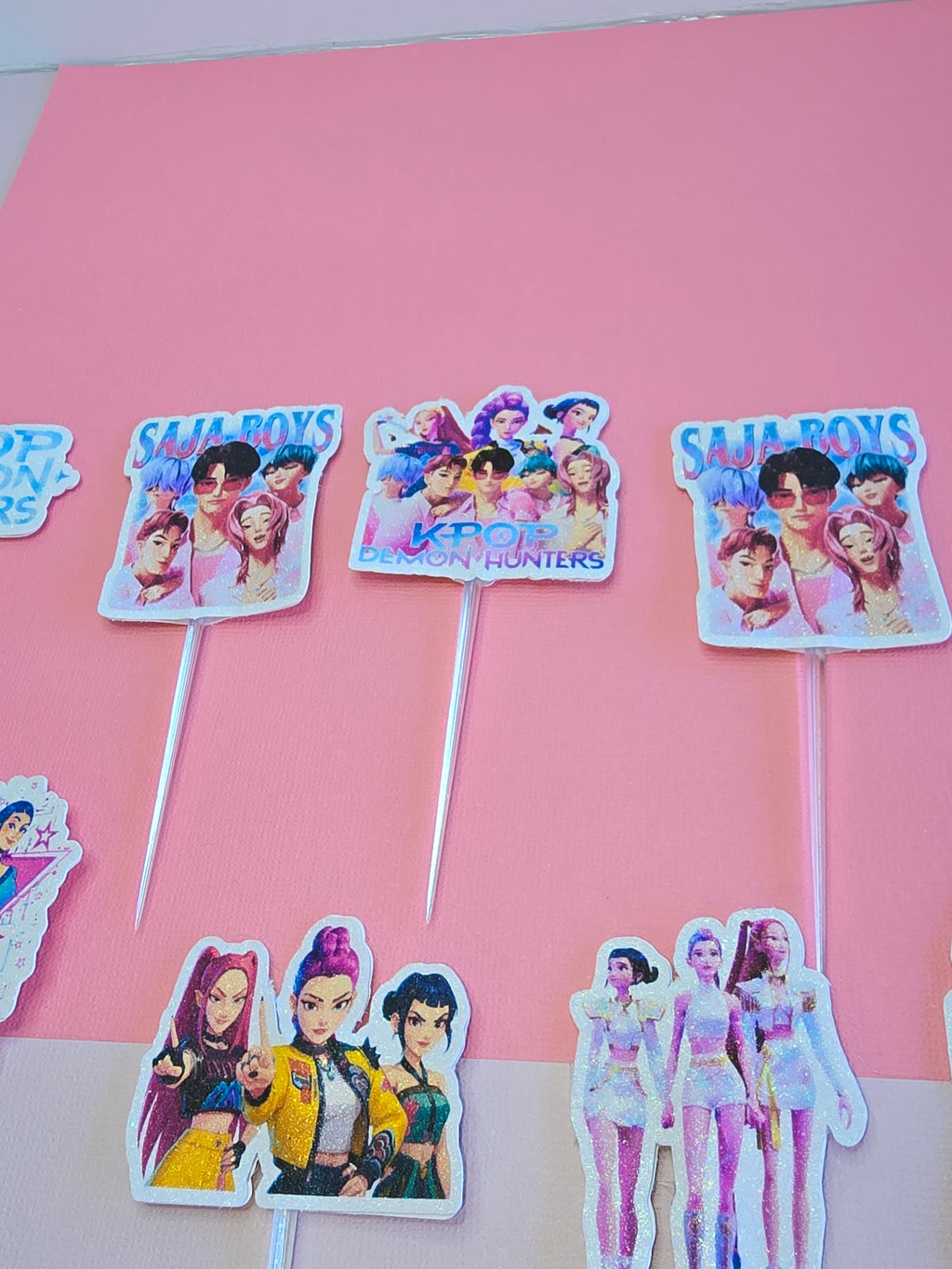 12-24 Pcs Glitter Cupcake Toppers. 12 Design k pop Cupcake Toppers. Food Decoration, Picks for Party Supplies