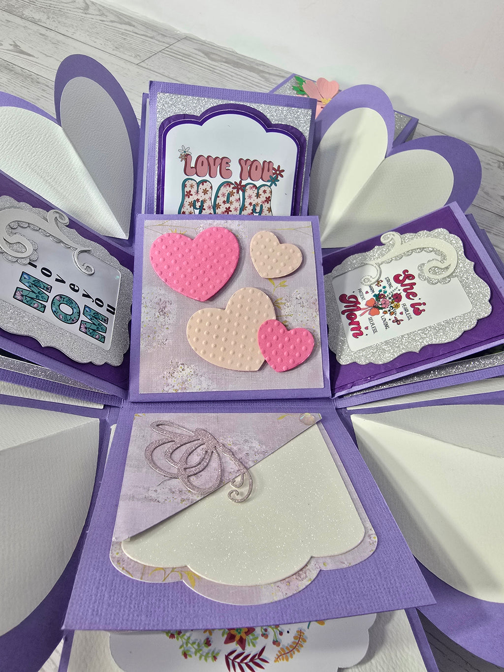 Personalized Exploding Box with Photos and Custom Text, Surprise Gift Box for Mom, Photo Memory Box with Inner Gift Box & Keychain.