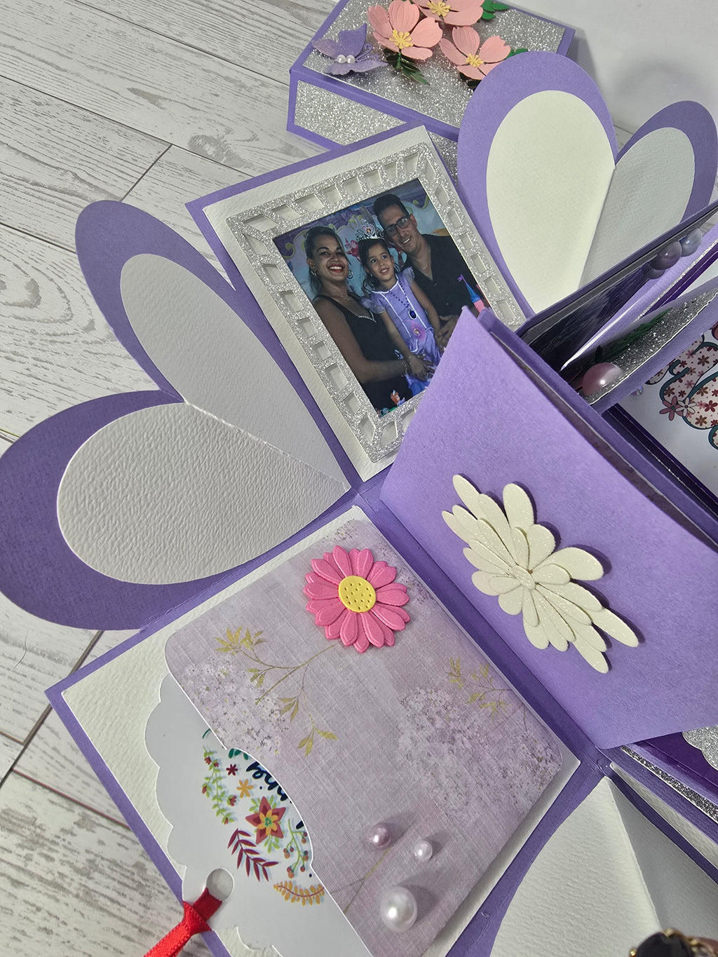 Personalized Exploding Box with Photos and Custom Text, Surprise Gift Box for Mom, Photo Memory Box with Inner Gift Box & Keychain.