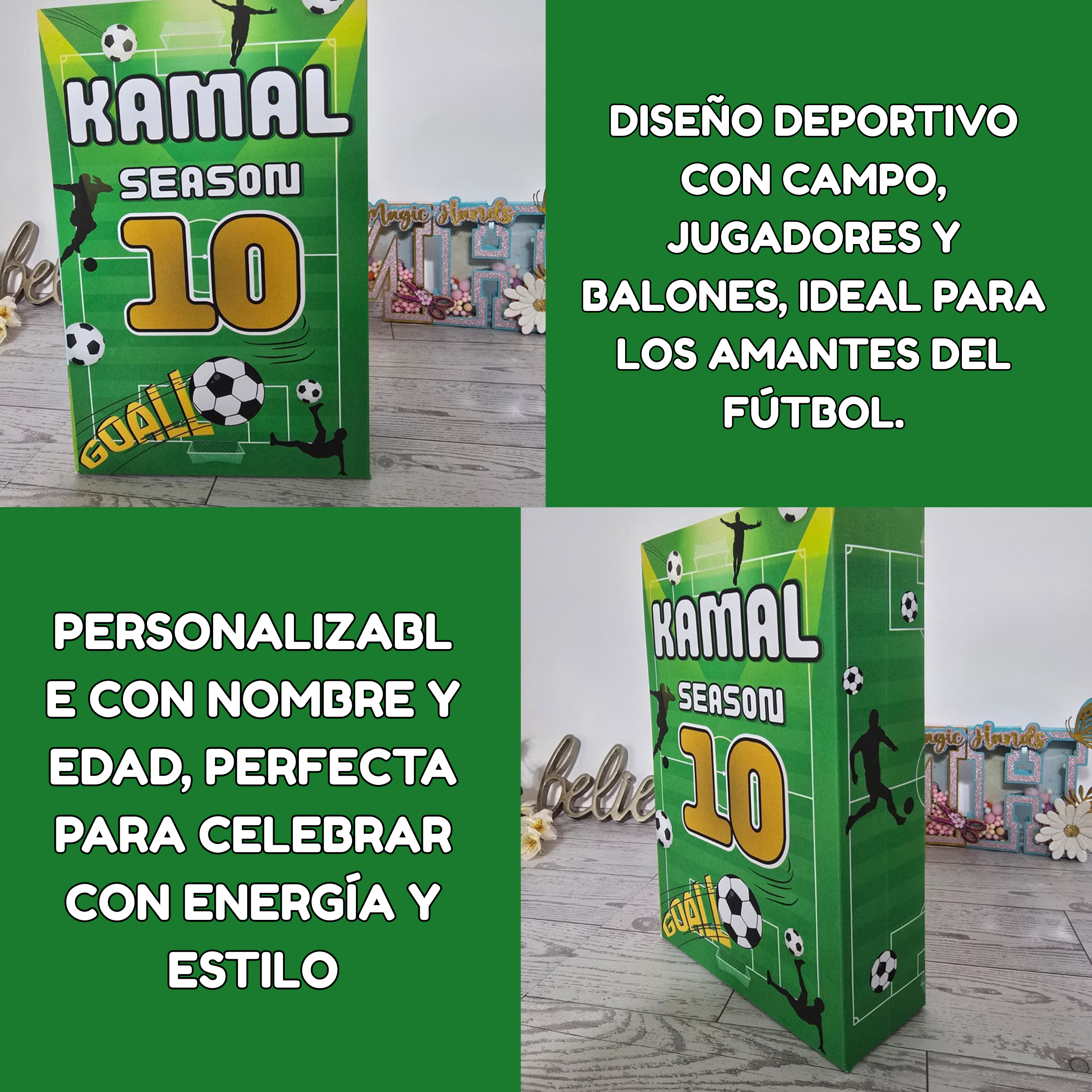 12 Personalized Soccer Birthday Gift Bags with Name & Age – 8.5"x5.5" Ribbon Handles