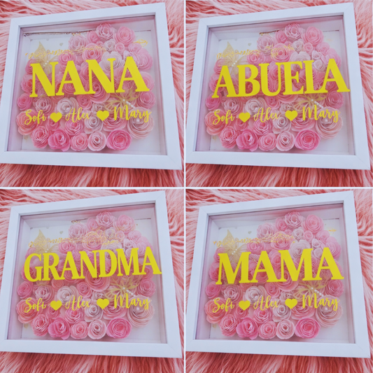 Personalized Mom Shadow Box Frame - 3D Paper Flower Gift for Mother's Day