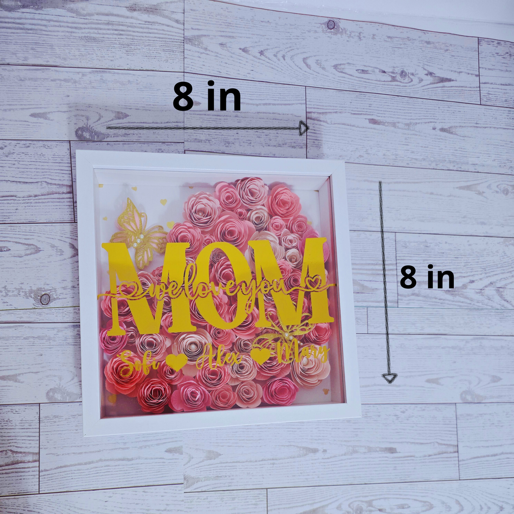 Personalized Mom Shadow Box Frame - 3D Paper Flower Gift for Mother's Day