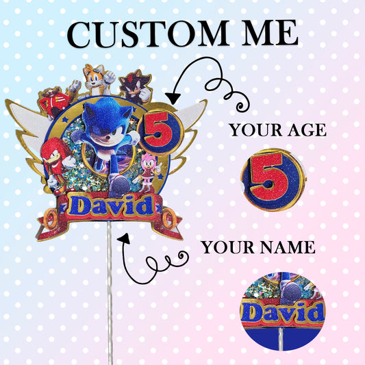 Adorno para tarta de SONIC con purpurina 3D personalizado