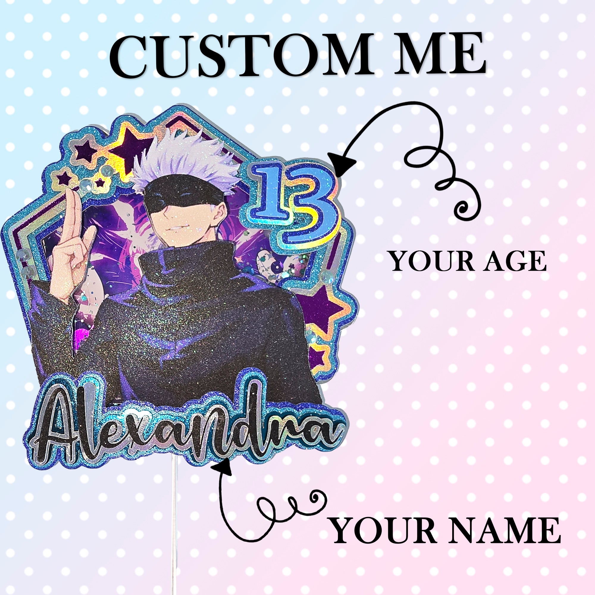 Personalized 3D Glitter  Cake Topper GOJO