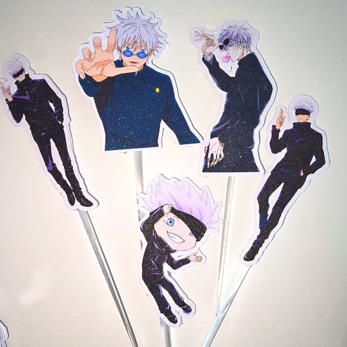 12-24 Pcs Glitter Cupcake Toppers. 12 Design gojo Cupcake Toppers. Food Decoration, Picks for Party Supplies