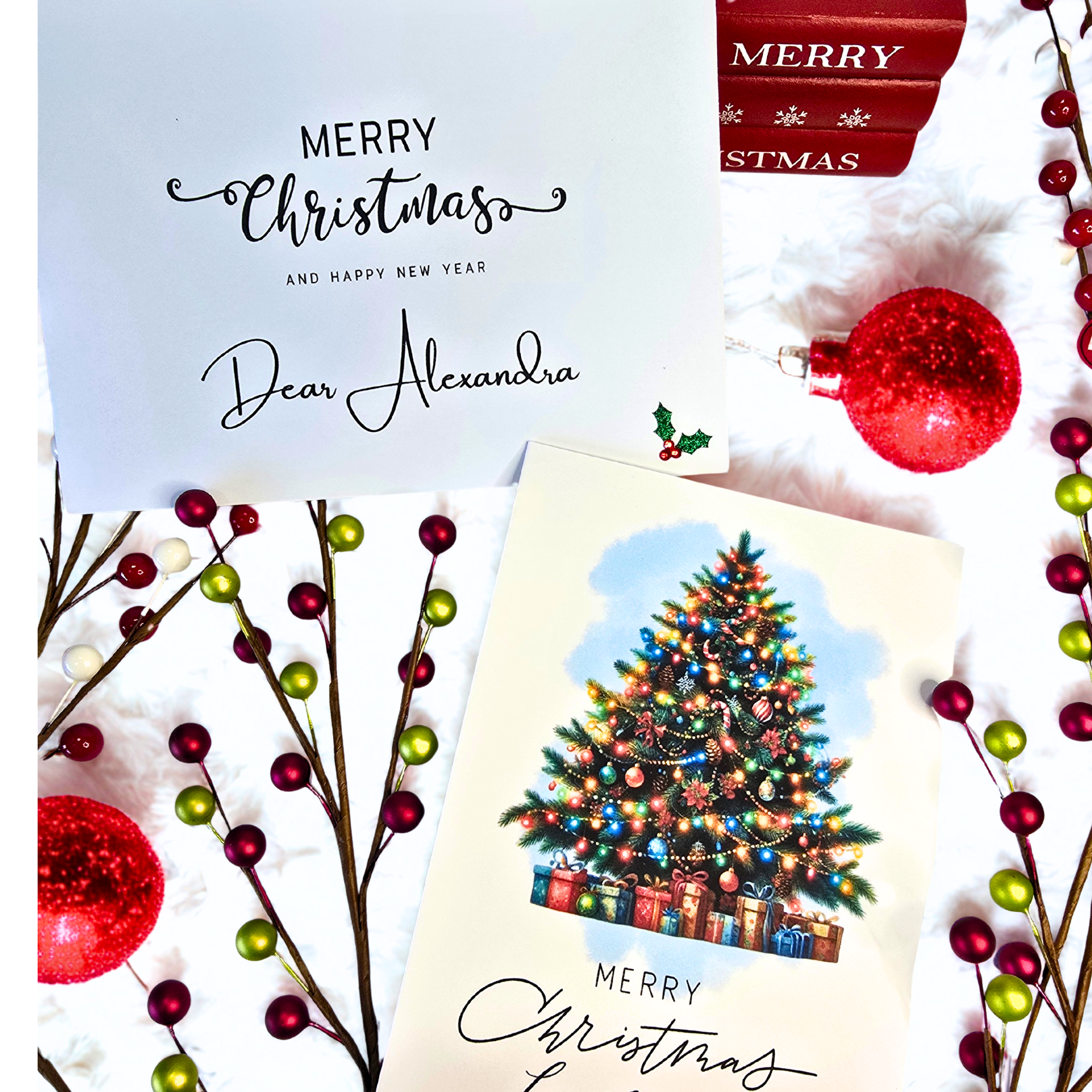 Tarjetas de Navidad Personalizadas con Sello de Cera - Sobre Impreso Incluido