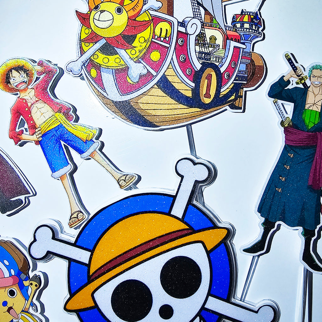 Personalized 3D Glitter Cartoon Cake Topper (ONE PIECE)