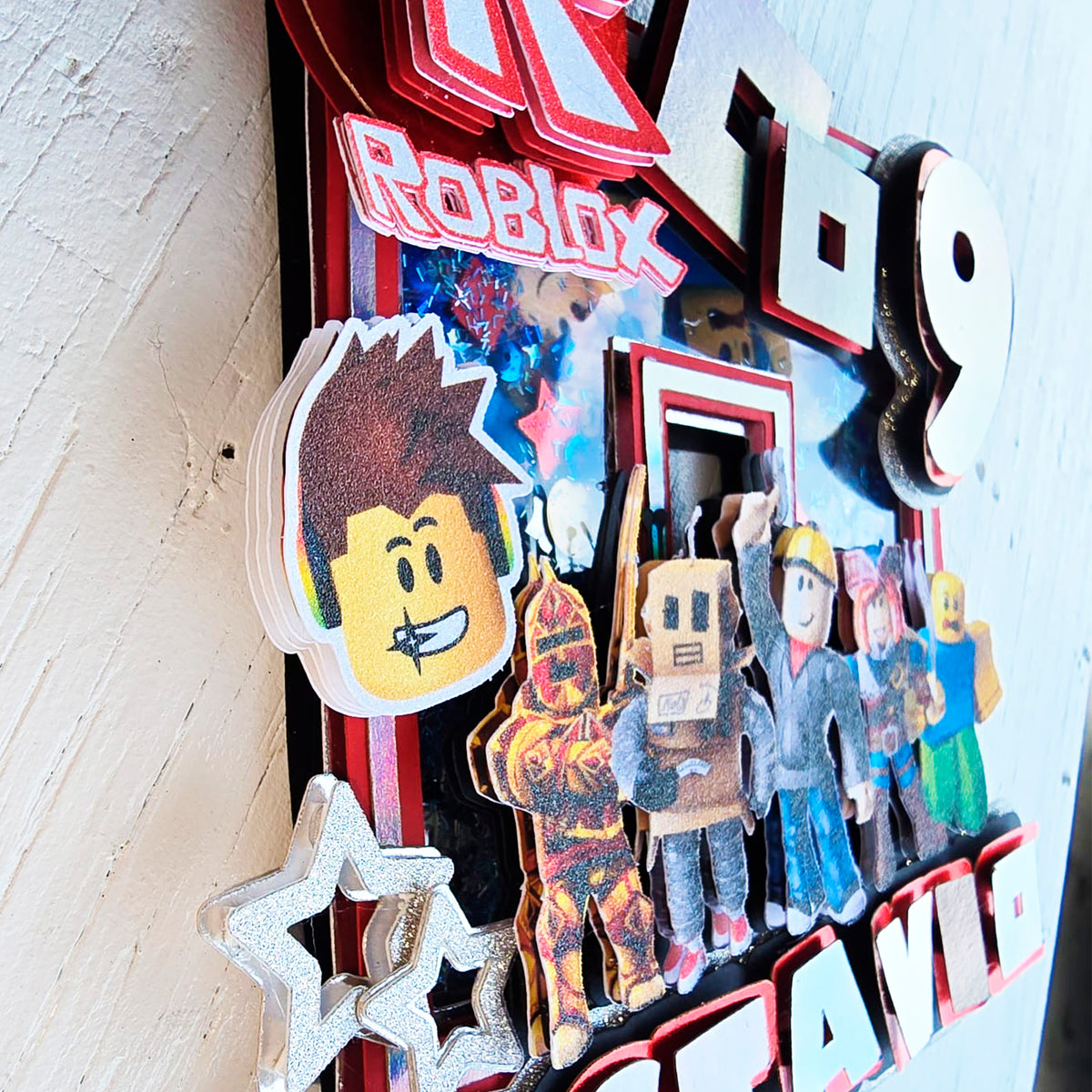 Personalized 3D Glitter Cartoon Cake Topper ROBLOX