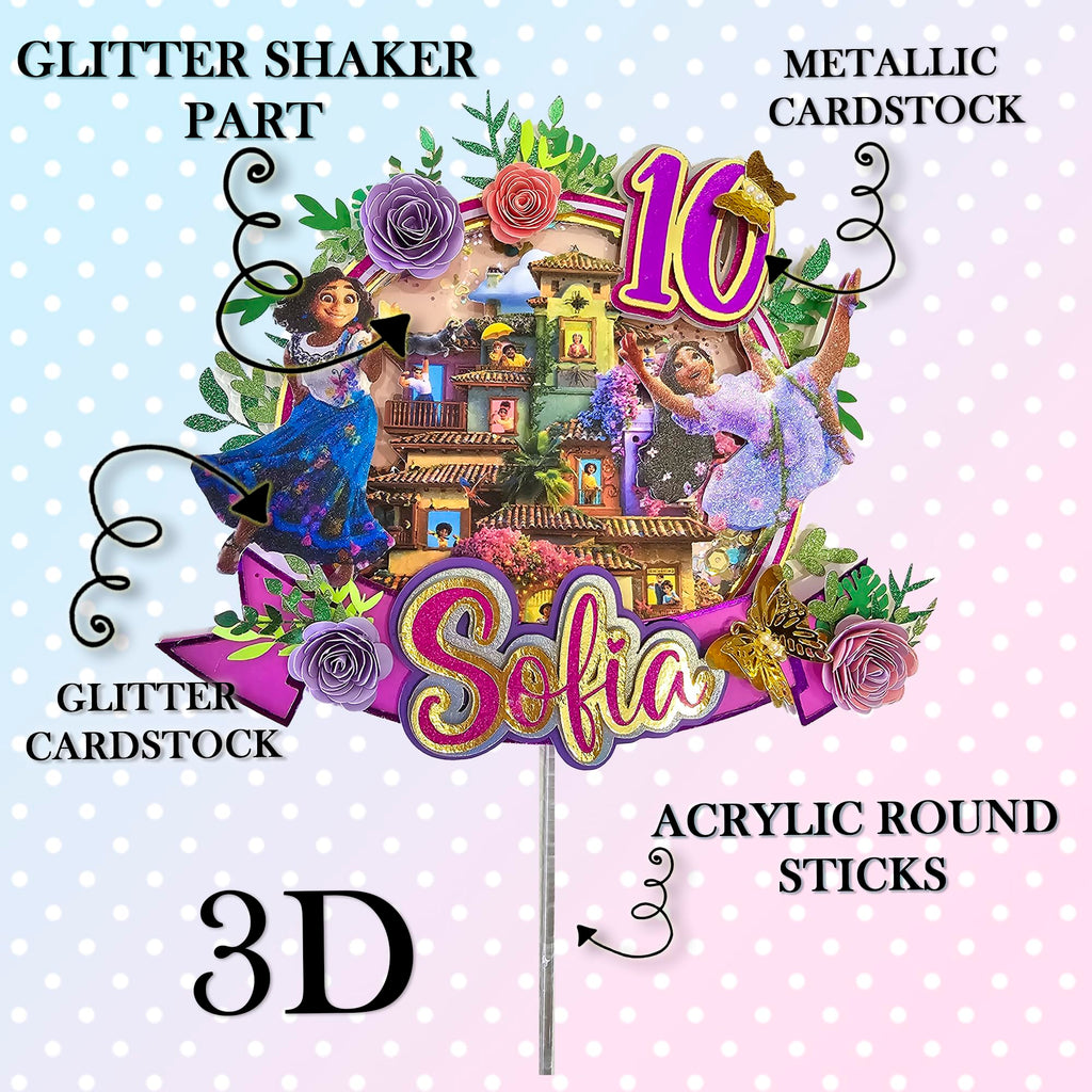 Personalized 3D Glitter Cartoon Cake Toppers for Children's Birthdays