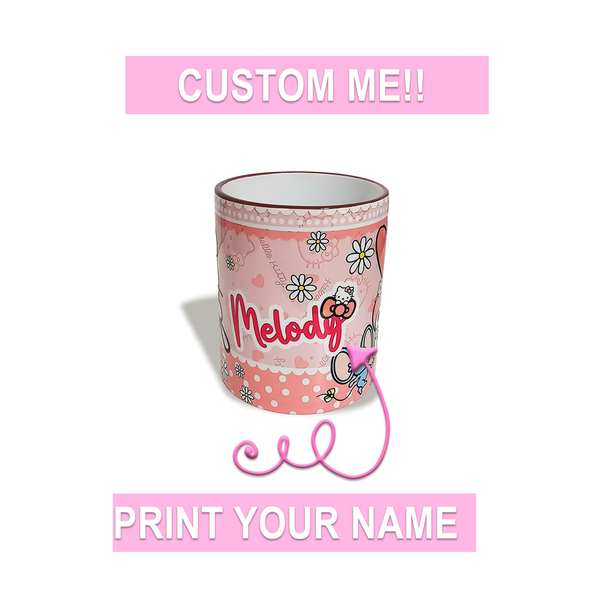 Taza de cerámica personalizada de Kitty y Melody de 11 oz