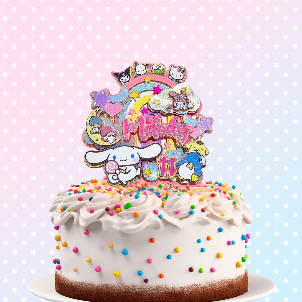 Personalized 3D Glitter Cartoon Cake Topper (SANRIO)
