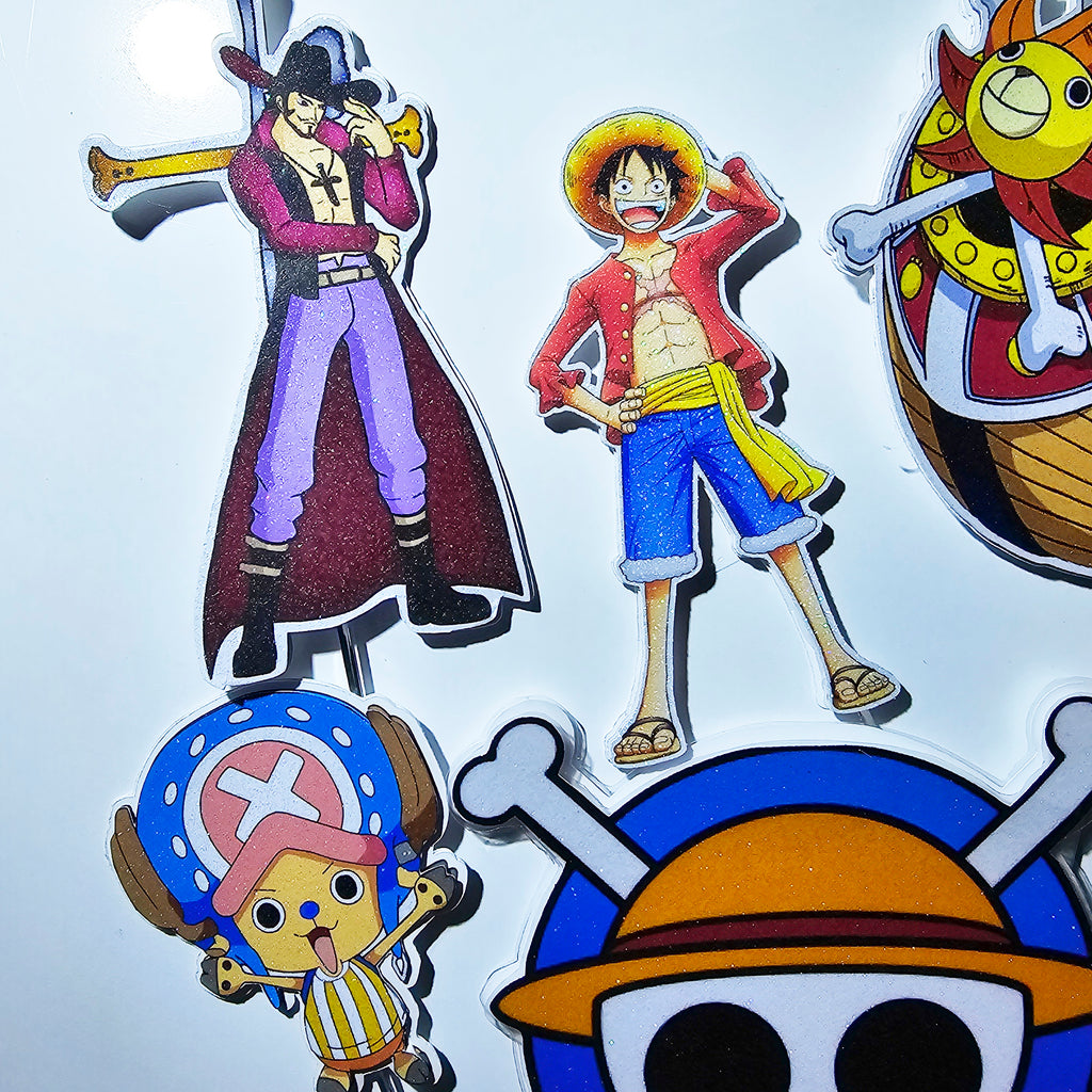 Personalized 3D Glitter Cartoon Cake Topper (ONE PIECE)
