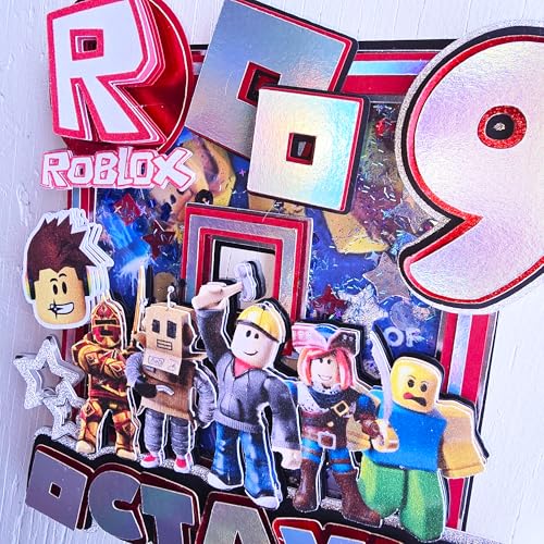 Adornos para tartas personalizados con dibujos animados de purpurina 3D para cumpleaños infantiles