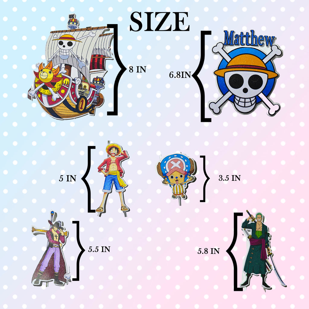 Personalized 3D Glitter Cartoon Cake Topper (ONE PIECE)