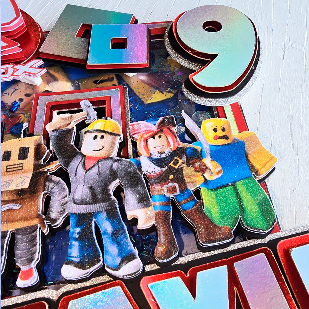 Personalized 3D Glitter Cartoon Cake Topper ROBLOX