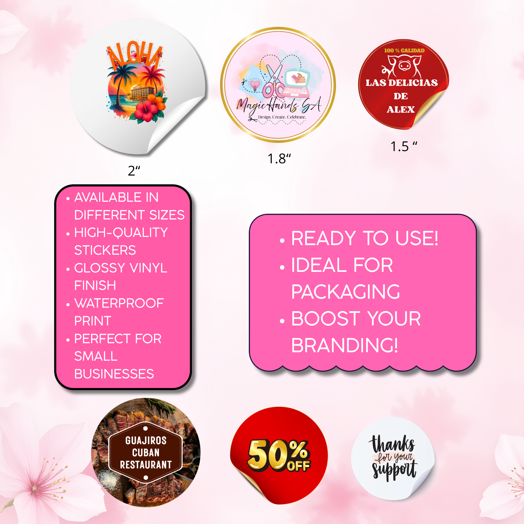 Pegatinas Personalizadas para Negocios - Logo y Diseño Incluido | Varios Tamaños