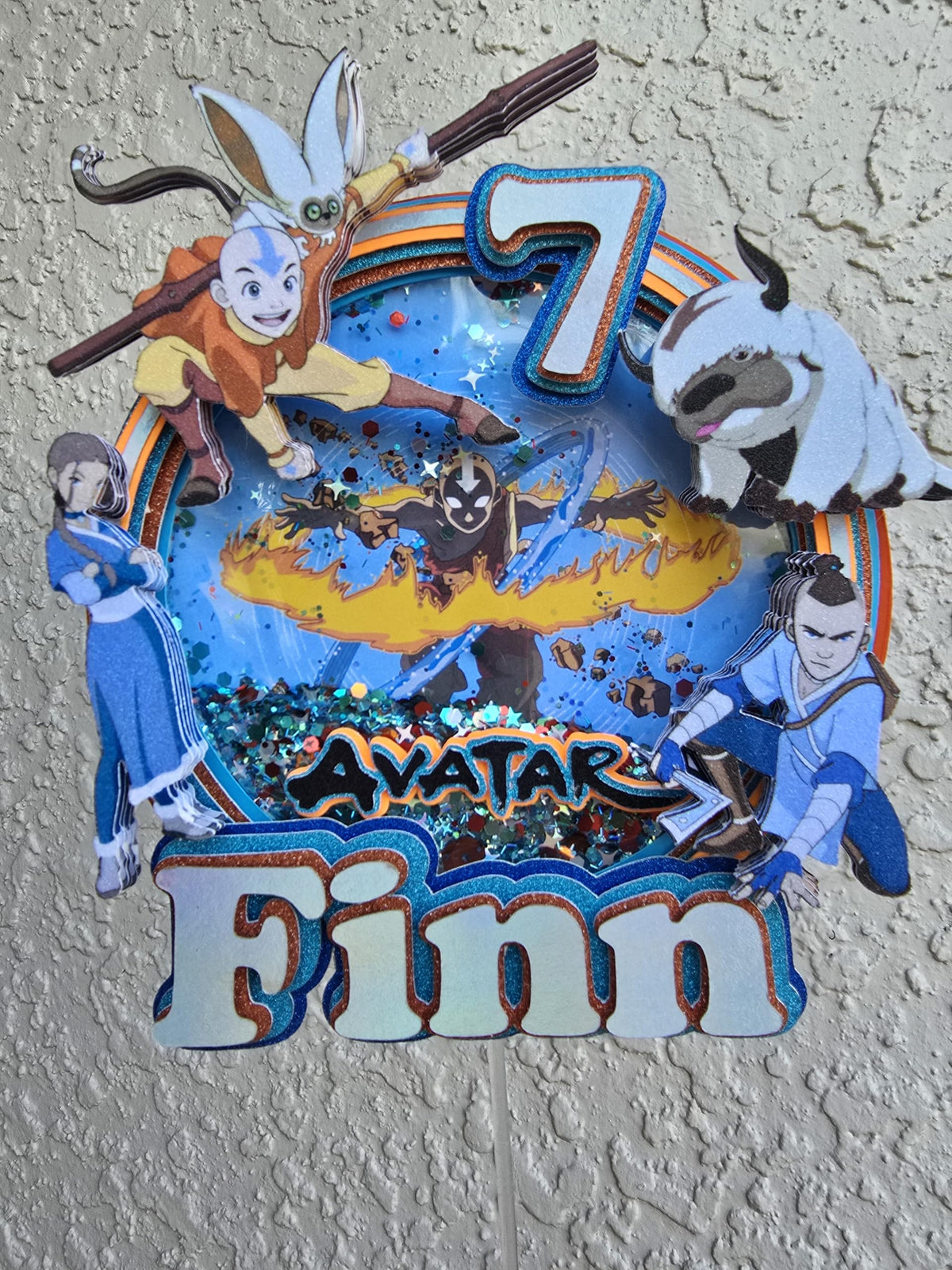 Adornos para tartas personalizados con dibujos animados de purpurina 3D para cumpleaños infantiles