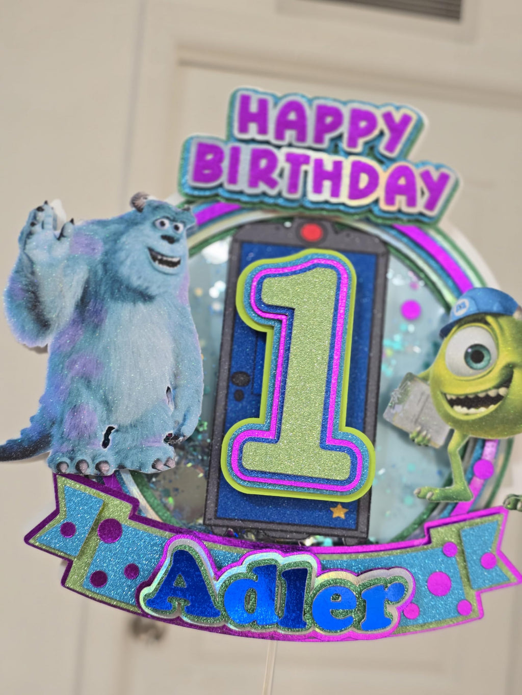 Personalized 3D Glitter Cartoon Cake Toppers for Children's Birthdays