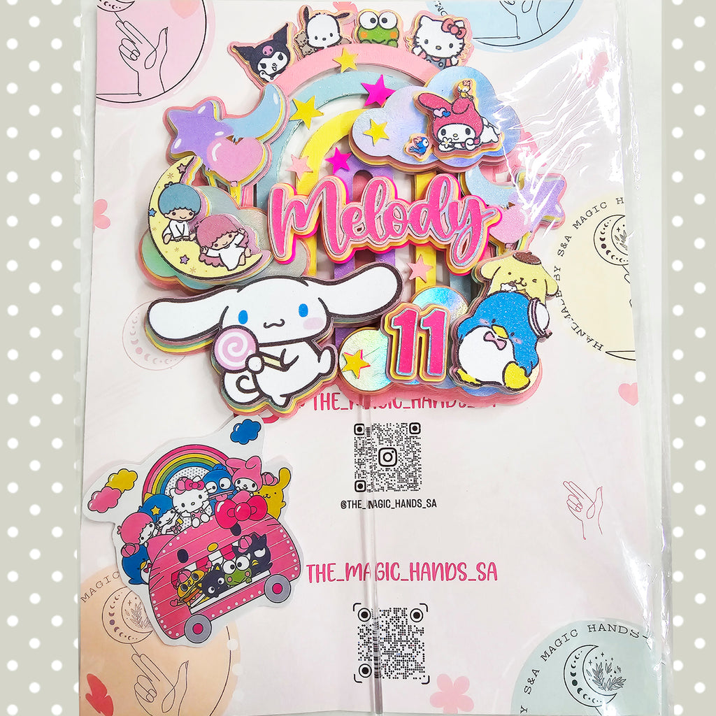 Personalized 3D Glitter Cartoon Cake Topper (SANRIO)