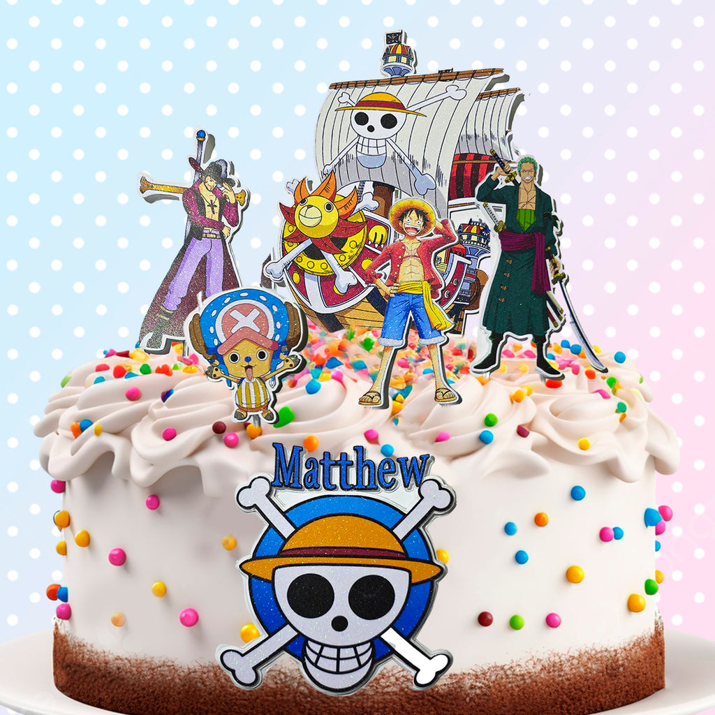 Personalized 3D Glitter Cartoon Cake Topper (ONE PIECE)
