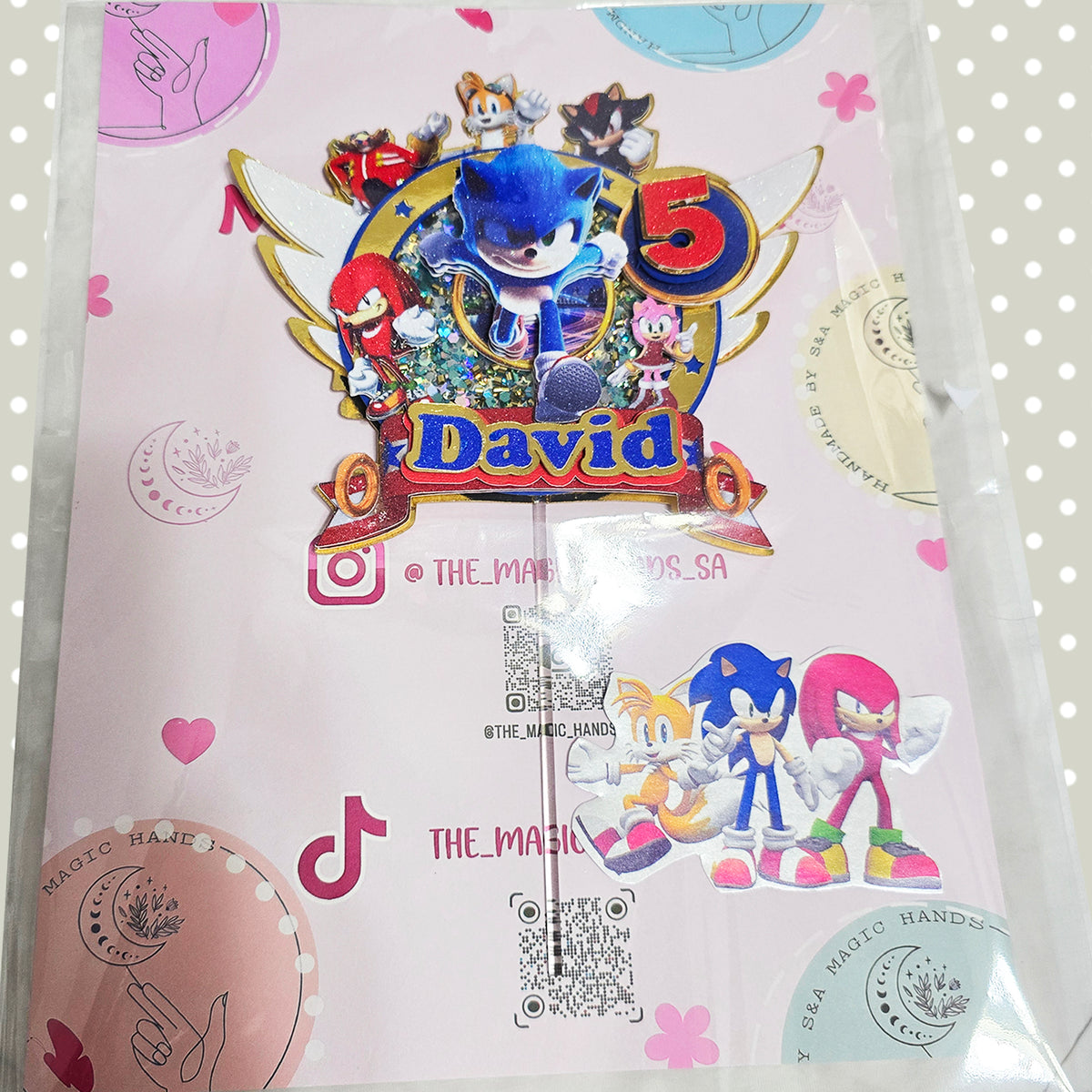 Adorno para tarta de SONIC con purpurina 3D personalizado