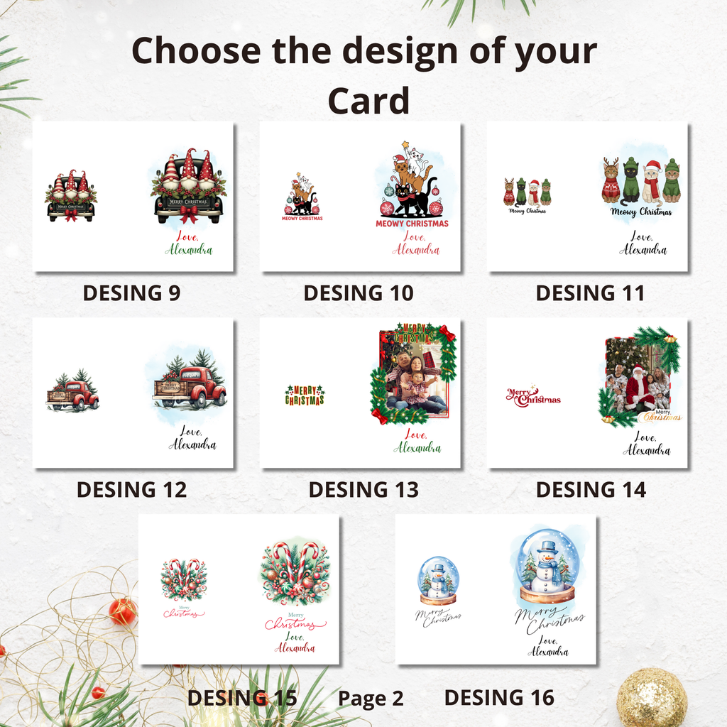 Tarjetas de Navidad Personalizadas con Sello de Cera - Sobre Impreso Incluido