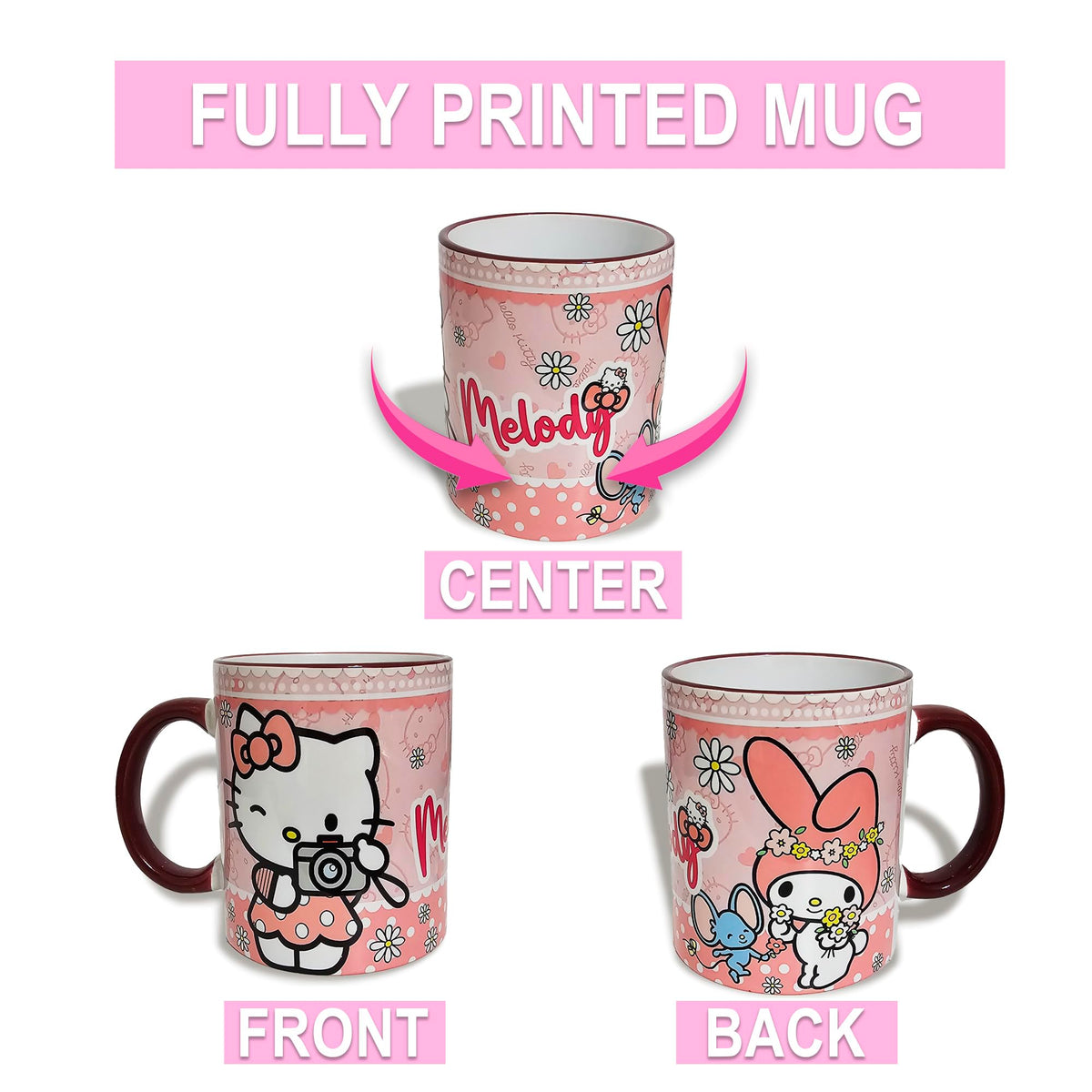 Taza de cerámica personalizada de Kitty y Melody de 11 oz