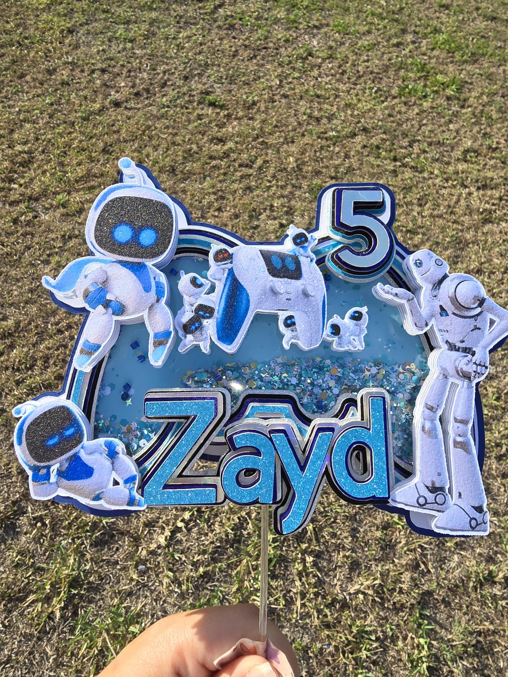Personalized 3D Glitter Cartoon Cake Toppers for Children's Birthdays