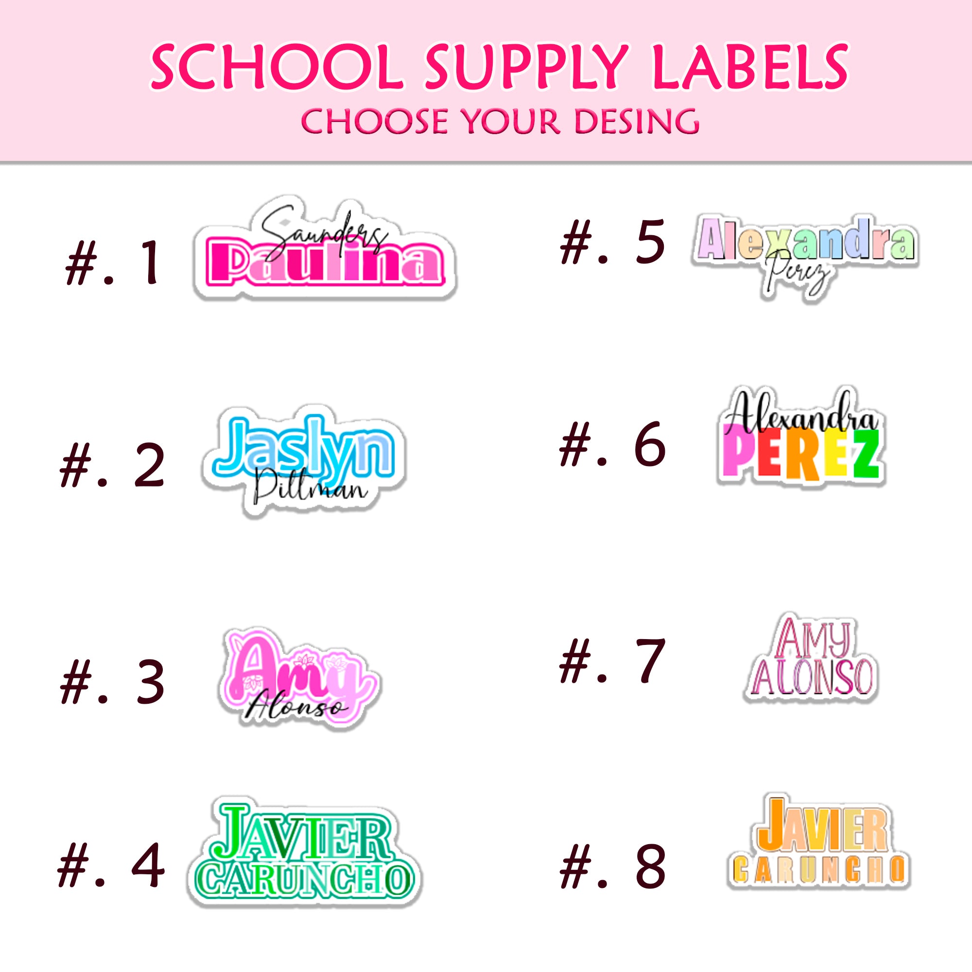 Pegatinas Personalizadas con Nombres para Útiles Escolares - Etiquetas Resistentes