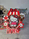 Personalized 3D Hello Kitty Cake Topper – Glitter with Name & Age