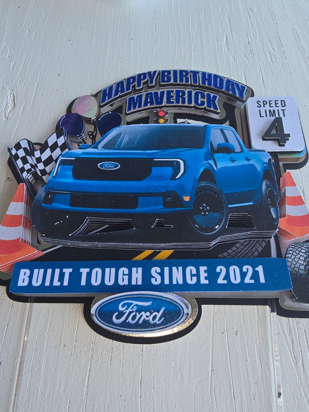 Personalized 3D Glitter Cartoon Cake Topper (TRUCK)