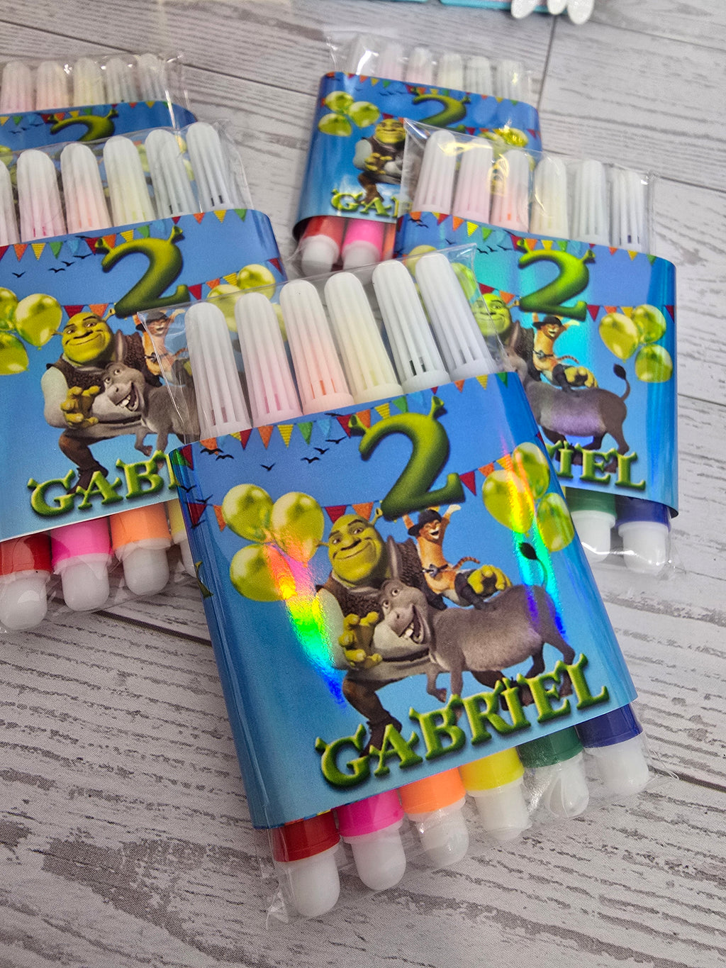 Mini Marcadores Personalizados Shrek | Set de 6 con Empaque | Por Docena