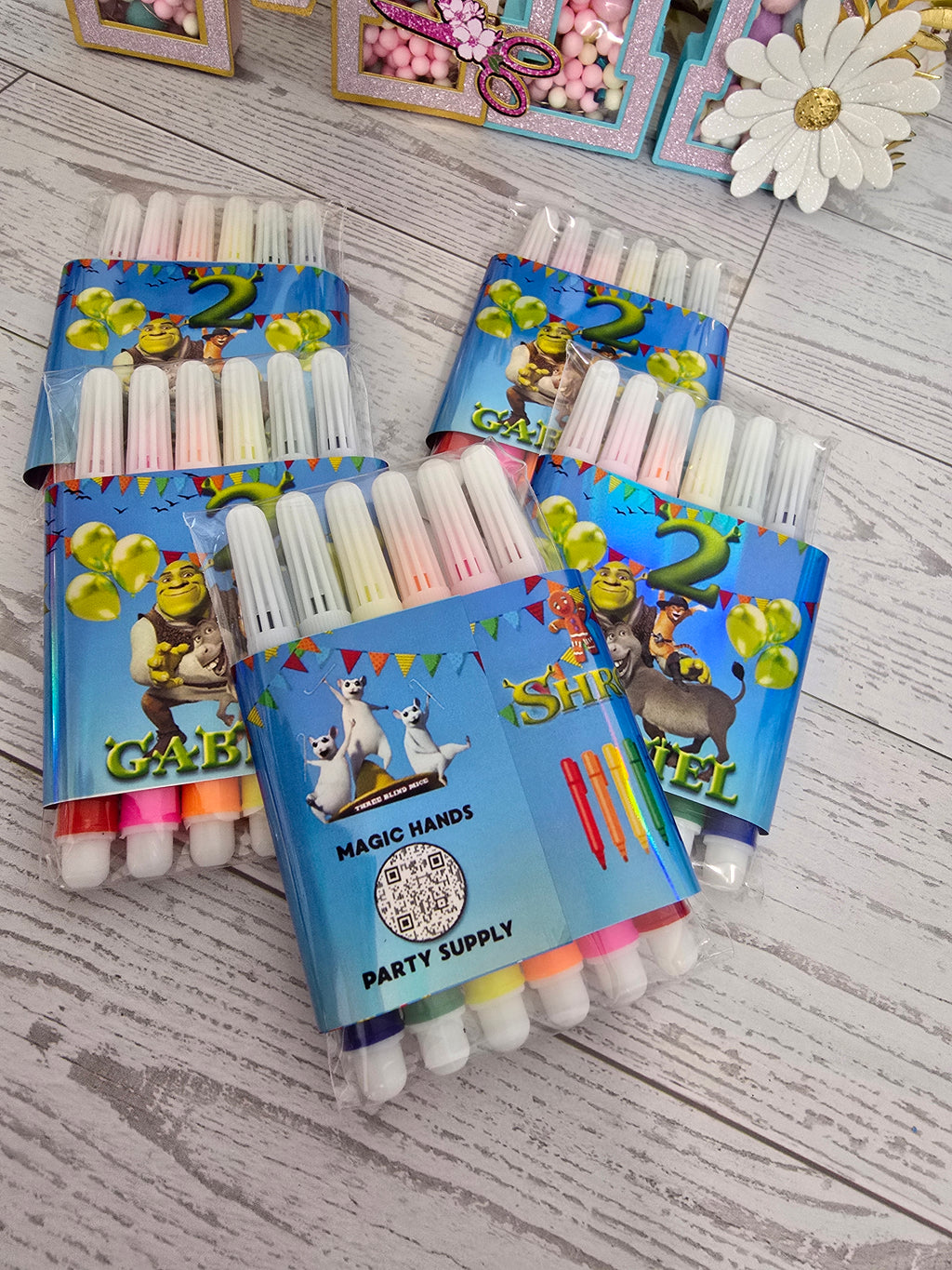 Mini Marcadores Personalizados Shrek | Set de 6 con Empaque | Por Docena