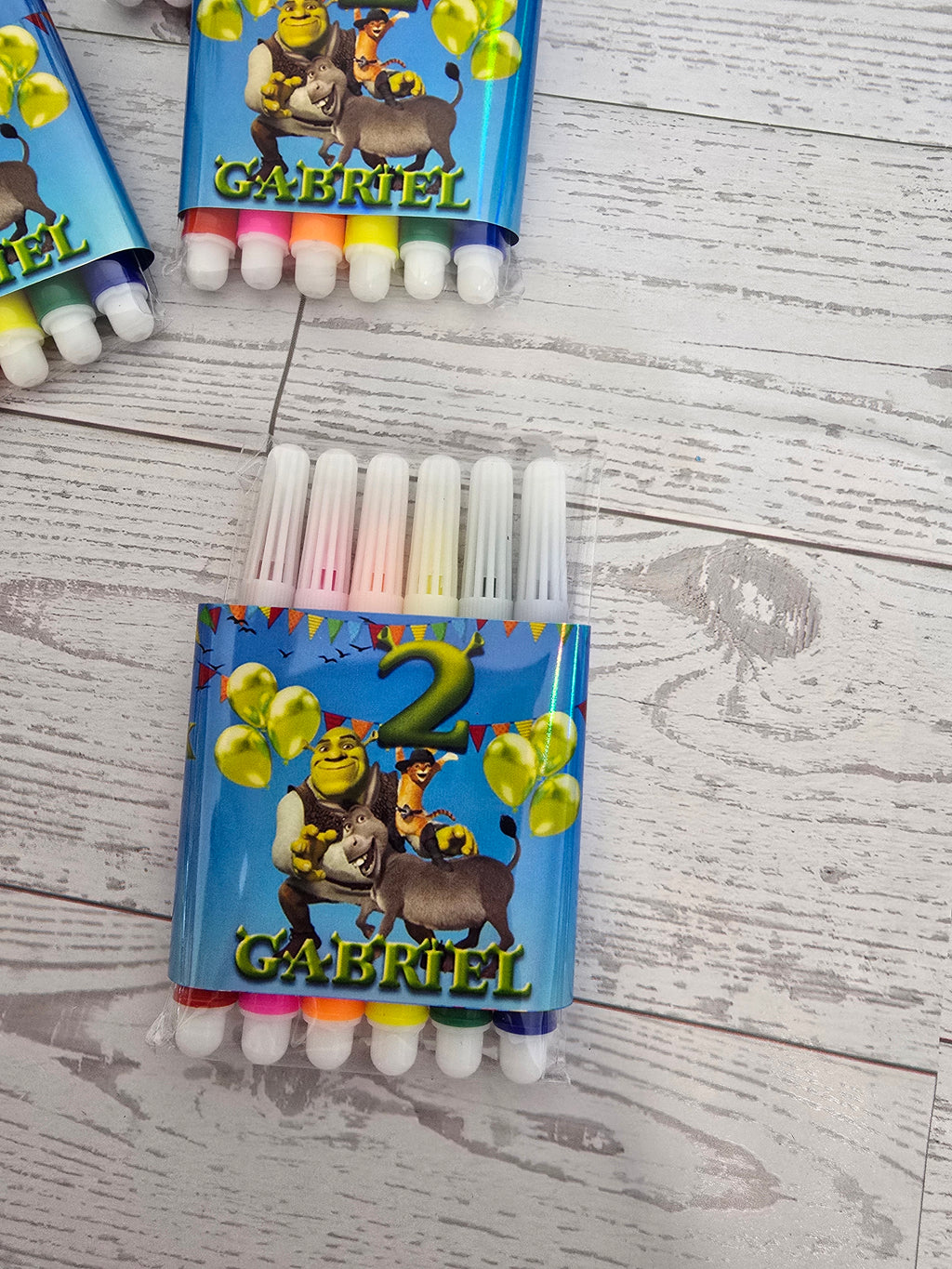 Mini Marcadores Personalizados Shrek | Set de 6 con Empaque | Por Docena