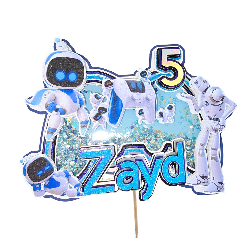 Personalized 3D Glitter Cake Topper  (ASTROBOT)