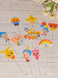 12 Pcs Glitter Cupcake Toppers. 12 Design plim plim Cupcake Toppers. Food Decoration, Picks for Party Supplies