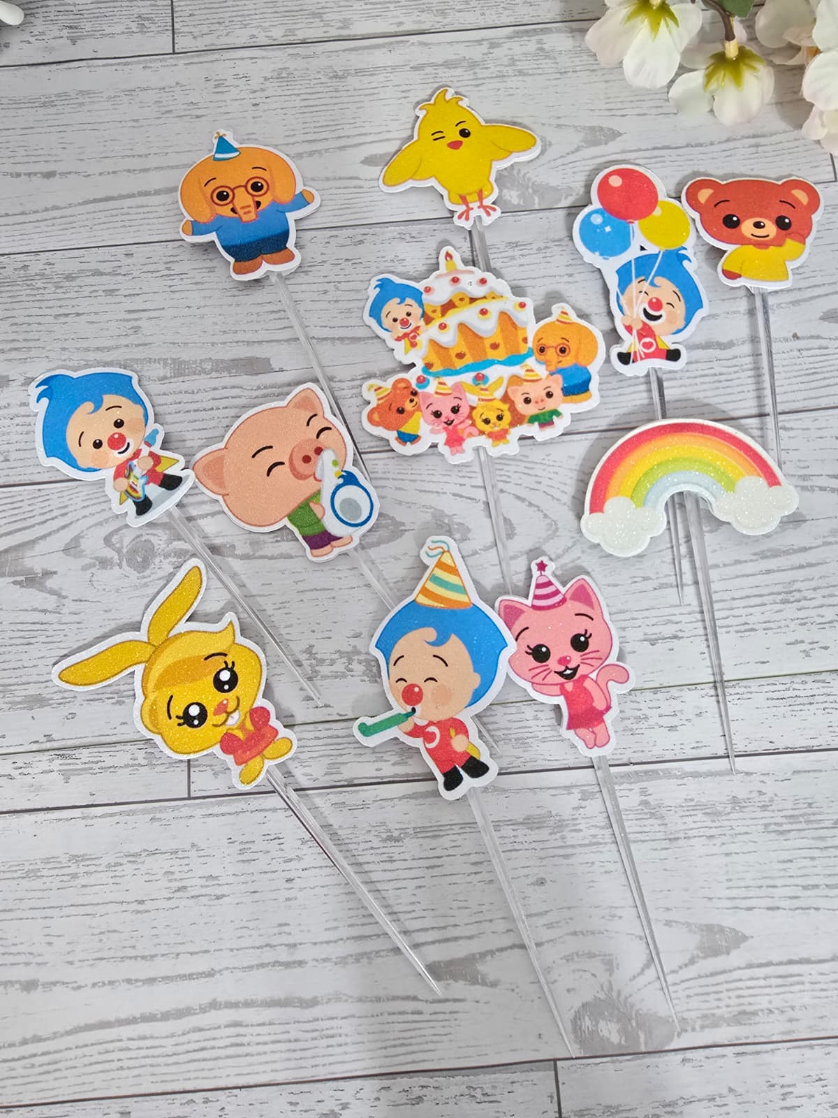 12 Pcs Glitter Cupcake Toppers. 12 Design plim plim Cupcake Toppers. Food Decoration, Picks for Party Supplies