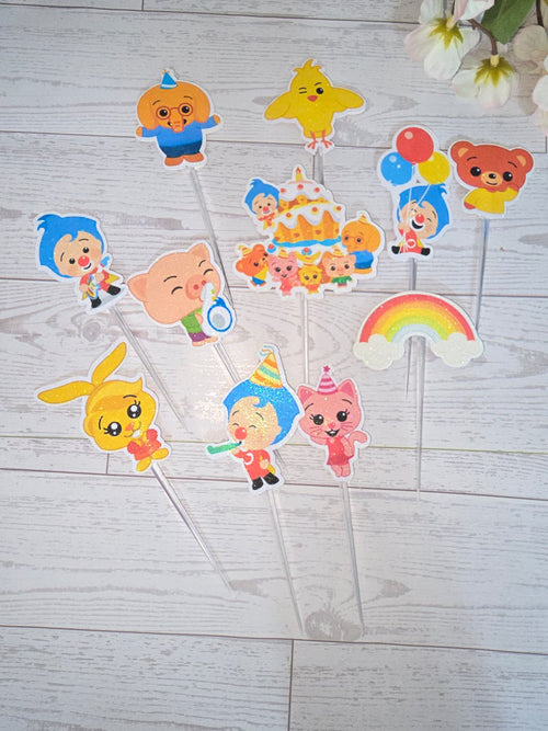 12 Pcs Glitter Cupcake Toppers. 12 Design plim plim Cupcake Toppers. Food Decoration, Picks for Party Supplies