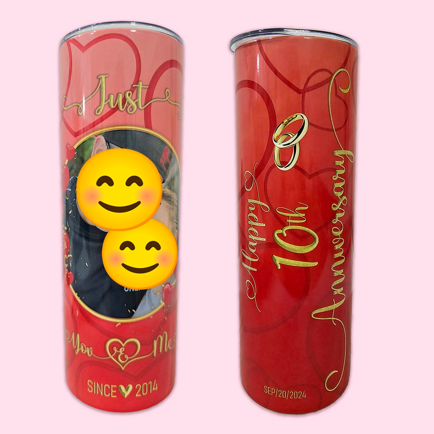 Customized Red Tumbler 20 oz – Anniversary Gift | Stainless Steel Thermos that Keeps Heat and Cold