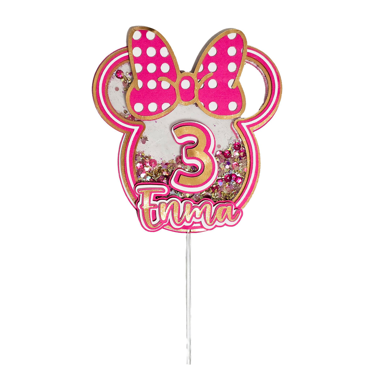 Adornos para tartas personalizados con dibujos animados de purpurina 3D para cumpleaños infantiles