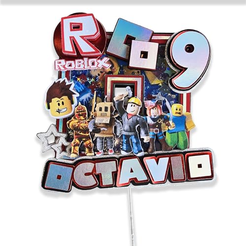 Adornos para tartas personalizados con dibujos animados de purpurina 3D para cumpleaños infantiles