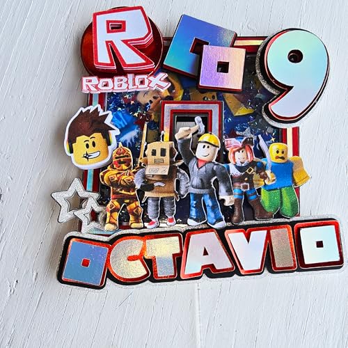Adornos para tartas personalizados con dibujos animados de purpurina 3D para cumpleaños infantiles