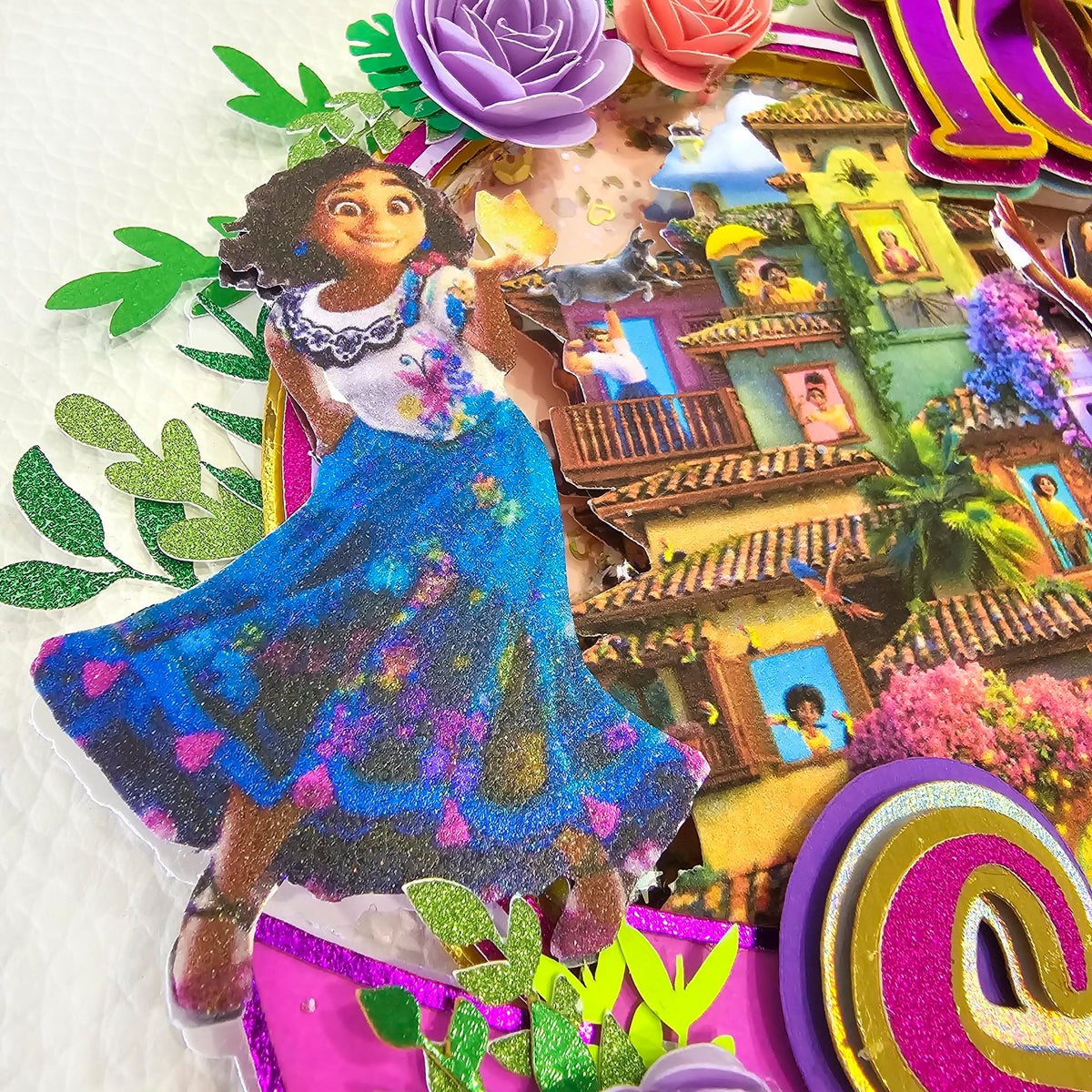 Adornos para tartas personalizados con dibujos animados de purpurina 3D para cumpleaños infantiles