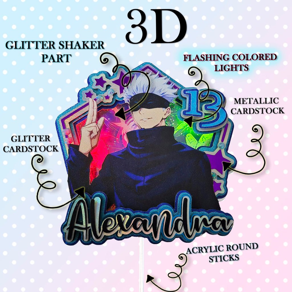 Personalized 3D Glitter Cartoon Cake Toppers for Children's Birthdays