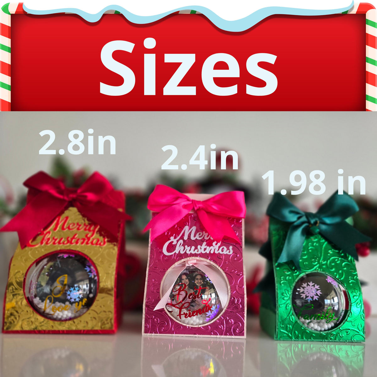 Personalized Photo & Name Christmas Ornament with Gift Box